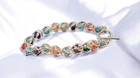 Image 3 of Captured bead chainmaille bracelet- dragon vein agate