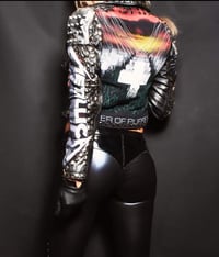 Image 5 of CUSTOM MADE METALLICA FAUX LEATHER BIKER JACKET