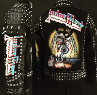 Image 14 of CUSTOM MADE JUDAS PRIEST FAUX LEATHER BIKER JACKET