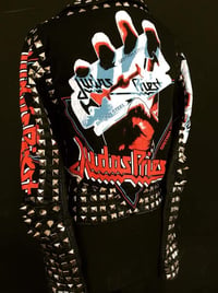 Image 12 of CUSTOM MADE JUDAS PRIEST FAUX LEATHER BIKER JACKET