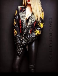 Image 3 of CUSTOM MADE BLACKE METAL VENOM FAUX LEATHER JACKET