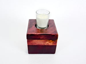 Image of Reclaimed Bass Wood Votive and tea light Candle Holder Box that holds tea lights