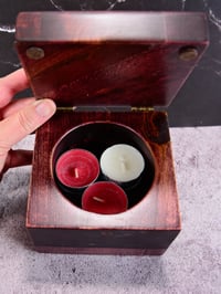 Image 9 of Reclaimed Bass Wood Votive and tea light Candle Holder Box that holds tea lights