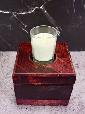 Image of Reclaimed Bass Wood Votive and tea light Candle Holder Box that holds tea lights