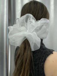Image 3 of Big white organza scrunchie