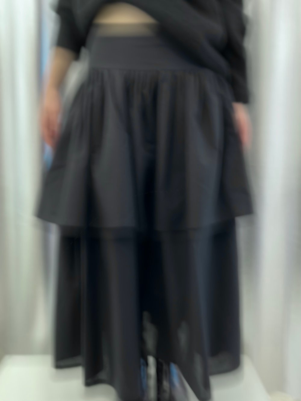 Black double ruffle maxi skirt 