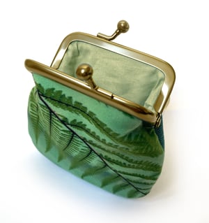 Image of Fern, velvet kisslock coin purse with plant-dyed lining