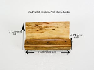 Image of Handmade wooden cell phone or ipad tablet holder made of Ash wood, desk essential for home or office