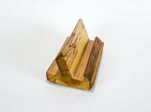 Image of Handmade wooden cell phone or ipad tablet holder made of Ash wood, desk essential for home or office