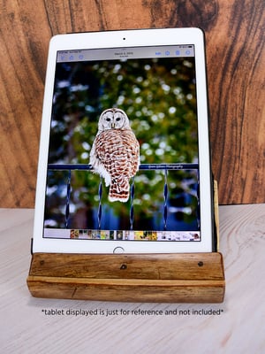 Image of Handmade wooden cell phone or ipad tablet holder made of Ash wood, desk essential for home or office