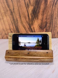 Image 2 of Handmade wooden cell phone or ipad tablet holder made of Ash wood, desk essential for home or office