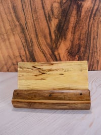 Image 1 of Handmade wooden cell phone or ipad tablet holder made of Ash wood, desk essential for home or office