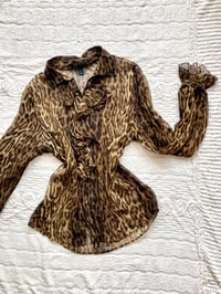 Image 1 of 1990's Silk Leopard Blouse by Ralph Lauren