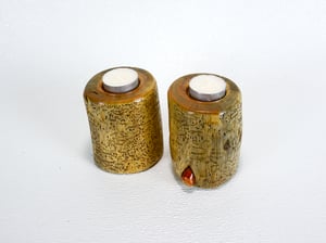 Image of Set ot tea light Wooden Candle Holders including the tea lights, Two Tea Light holders, Rustic