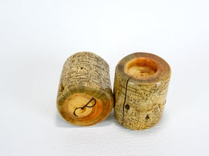 Image of Set ot tea light Wooden Candle Holders including the tea lights, Two Tea Light holders, Rustic