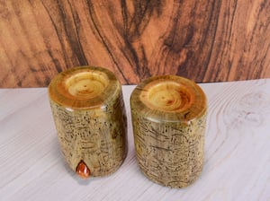 Image of Set ot tea light Wooden Candle Holders including the tea lights, Two Tea Light holders, Rustic