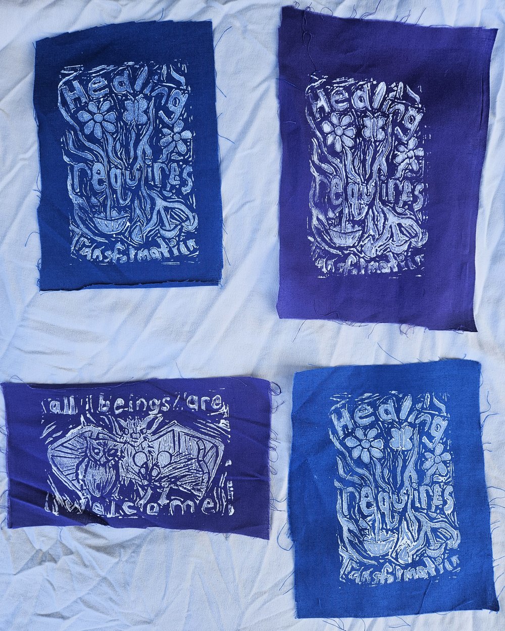 Image of Blue and Purple Linocut Patches