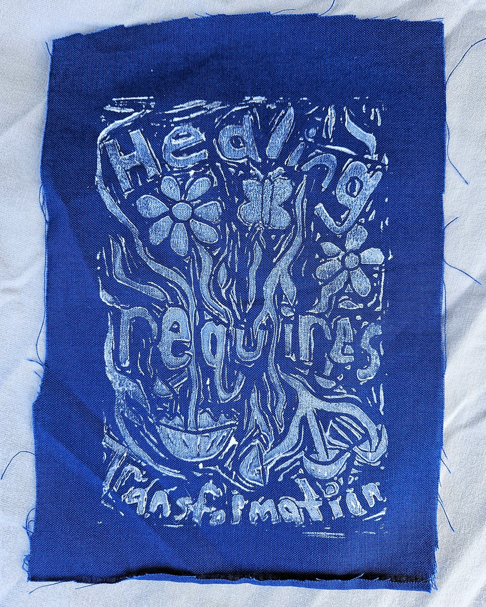 Image of Blue and Purple Linocut Patches