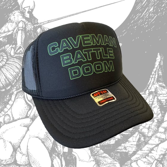 Image of Caveman Battle Doom Black Foam Trucker