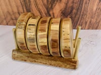 Image 6 of Handmade Wooden Coaster Set with Tray, Five Ash wood Coasters, Anti-slip bottom