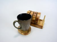 Image 5 of Handmade Wooden Coaster Set with Tray, Five Ash wood Coasters, Anti-slip bottom