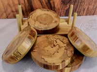 Image 9 of Handmade Wooden Coaster Set with Tray, Five Ash wood Coasters, Anti-slip bottom