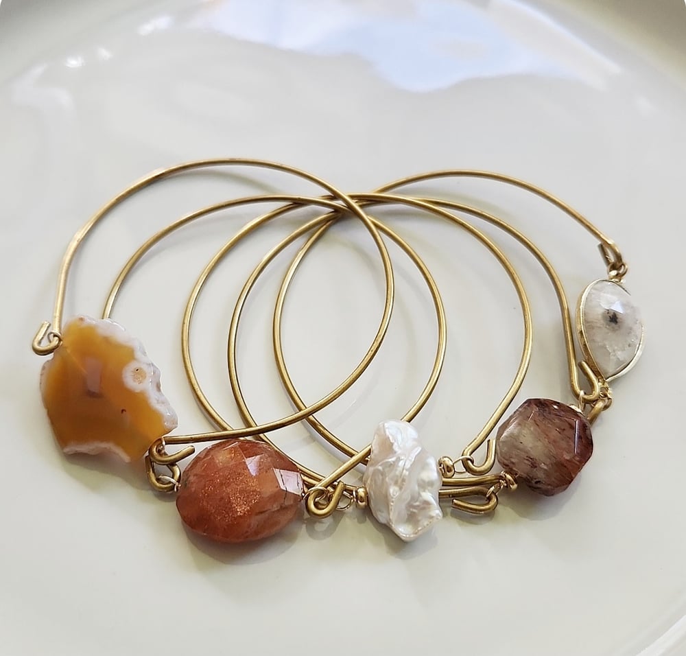 Image of Autumn Gemstone Bangle Bracelets