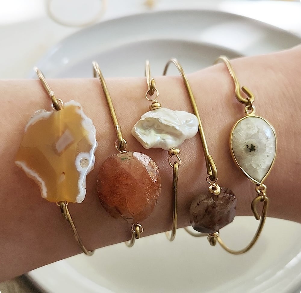 Image of Autumn Gemstone Bangle Bracelets