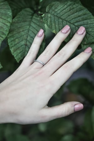 Image of Platinum 2mm flat court, laurel leaf and milled edge engraved ring