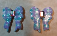 Image 1 of plaid bow earring studs