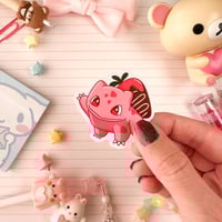 Image 1 of Small Pink Strawberry Bulba Vinyl Sticker