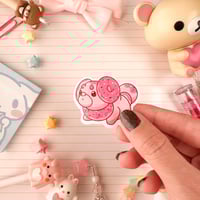Image 1 of Small Pink Fidough Donut Vinyl Sticker