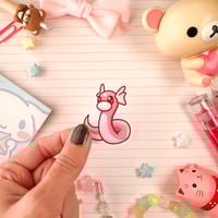 Image 2 of Small Pink Dratini Dragon Vinyl Sticker