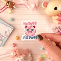 Image 3 of Small Pink Jiggly puff No Tuff Vinyl Sticker