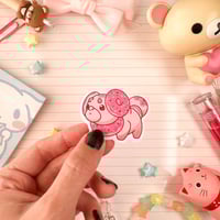 Image 3 of Small Pink Fidough Donut Vinyl Sticker