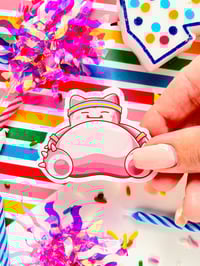 Image 2 of Ultra Glossy Pink Workout Snorlax Sticker