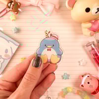 Image 4 of Acrylic Glitter Pink Tuxedo Penguin Sam Keychain