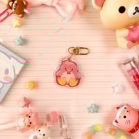 Image 5 of Acrylic Glitter Pink Tuxedo Penguin Sam Keychain