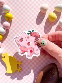 Image 1 of Ultra Glossy Pink Strawberry Bulba Vinyl Sticker
