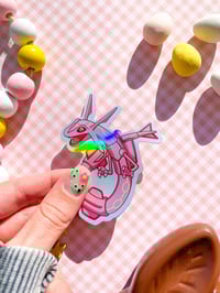 Image 1 of Holographic Pink Rayquaza Vinyl Sticker