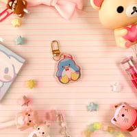 Image 6 of Acrylic Glitter Pink Tuxedo Penguin Sam Keychain