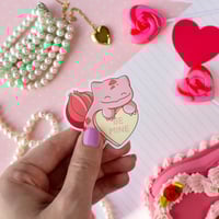 Image 1 of Ultra Glossy Pink Bulbasaur Valentine Heart Vinyl Sticker
