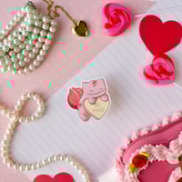 Image 2 of Ultra Glossy Pink Bulbasaur Valentine Heart Vinyl Sticker