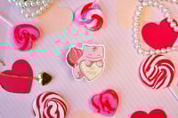 Image 4 of Ultra Glossy Pink Bulbasaur Valentine Heart Vinyl Sticker
