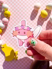 Image 2 of Ultra Glossy Sakura Shiny Pink Mudkip Vinyl Sticker