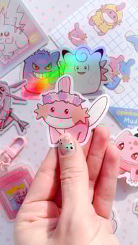Image 3 of Ultra Glossy Sakura Shiny Pink Mudkip Vinyl Sticker