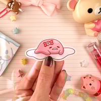 Image 1 of Ultra Glossy Pink Gudetama Sanrio Valentine Heart Vinyl Sticker