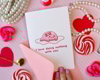 Image 1 of Pink Gudetama Valentine Greeting Card With Pink Envelope 4x6