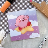 Image 3 of Kirby in the Clouds Mini Print 4.5x4.5