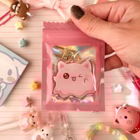 Image 1 of Acrylic Pinkeebooo Cat Ghost Original Character Keychain